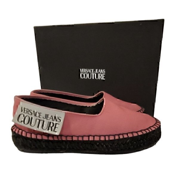 Versace Jeans Couture Espadrilles Flats Pink 35 Black 5 - Picture 1 of 10